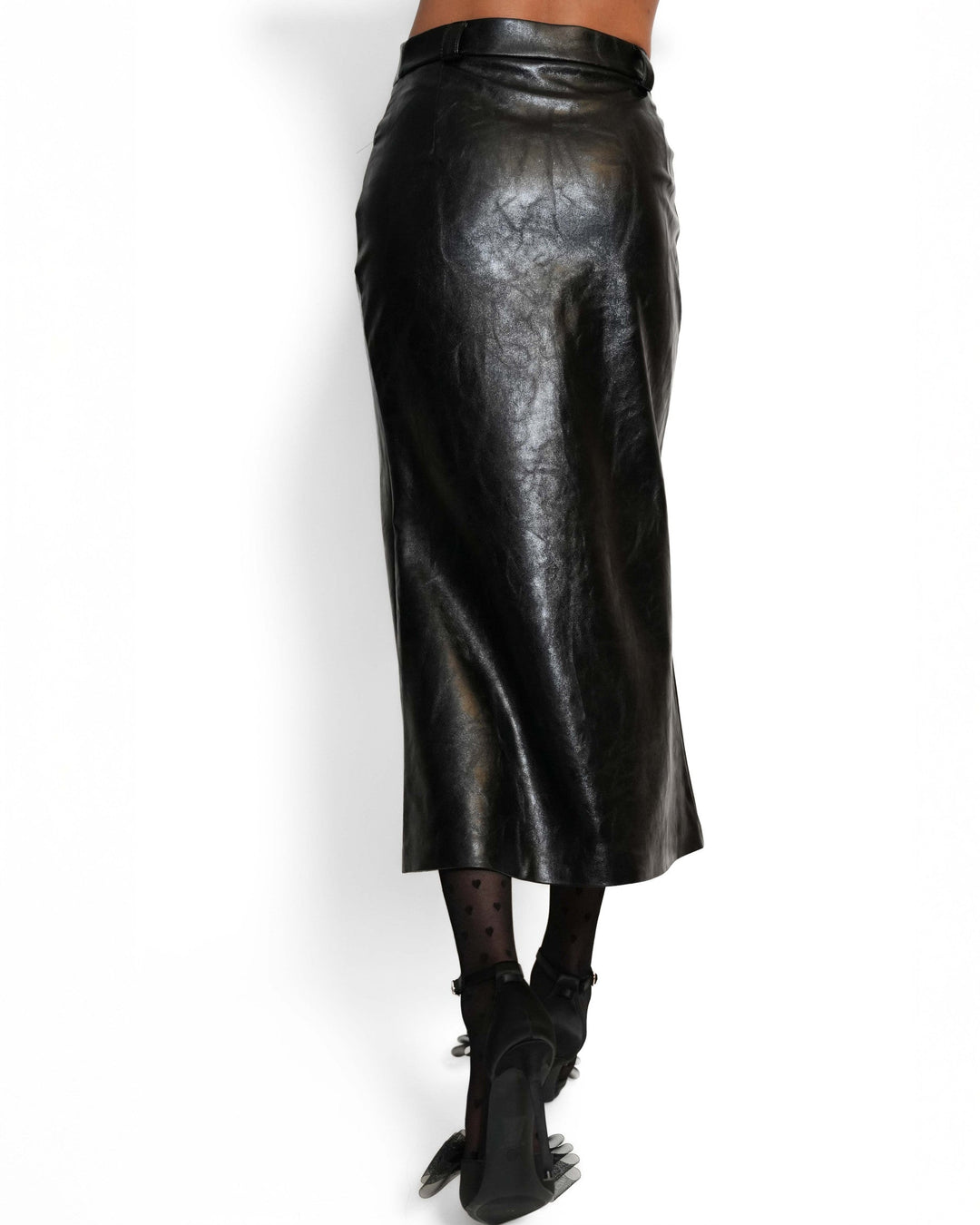 Sporty Midiskirt black vegan Leather