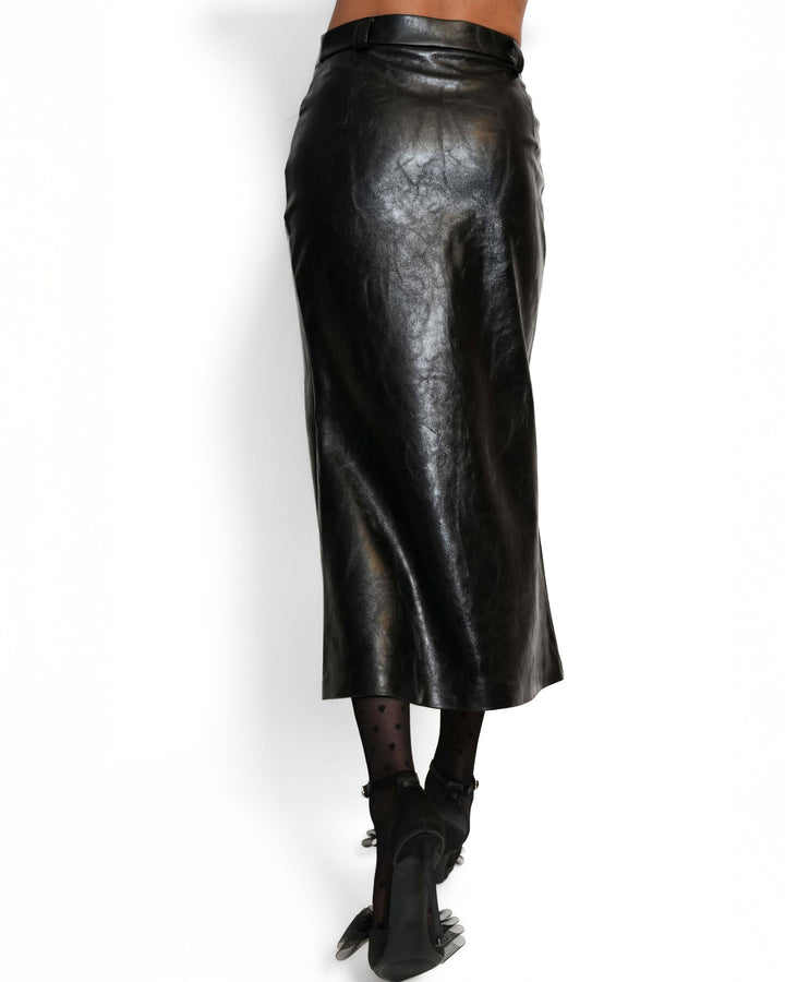 Sporty Midiskirt black vegan Leather