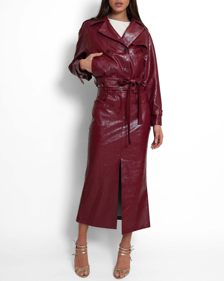 Caban Jacket vegan Leather burgundy