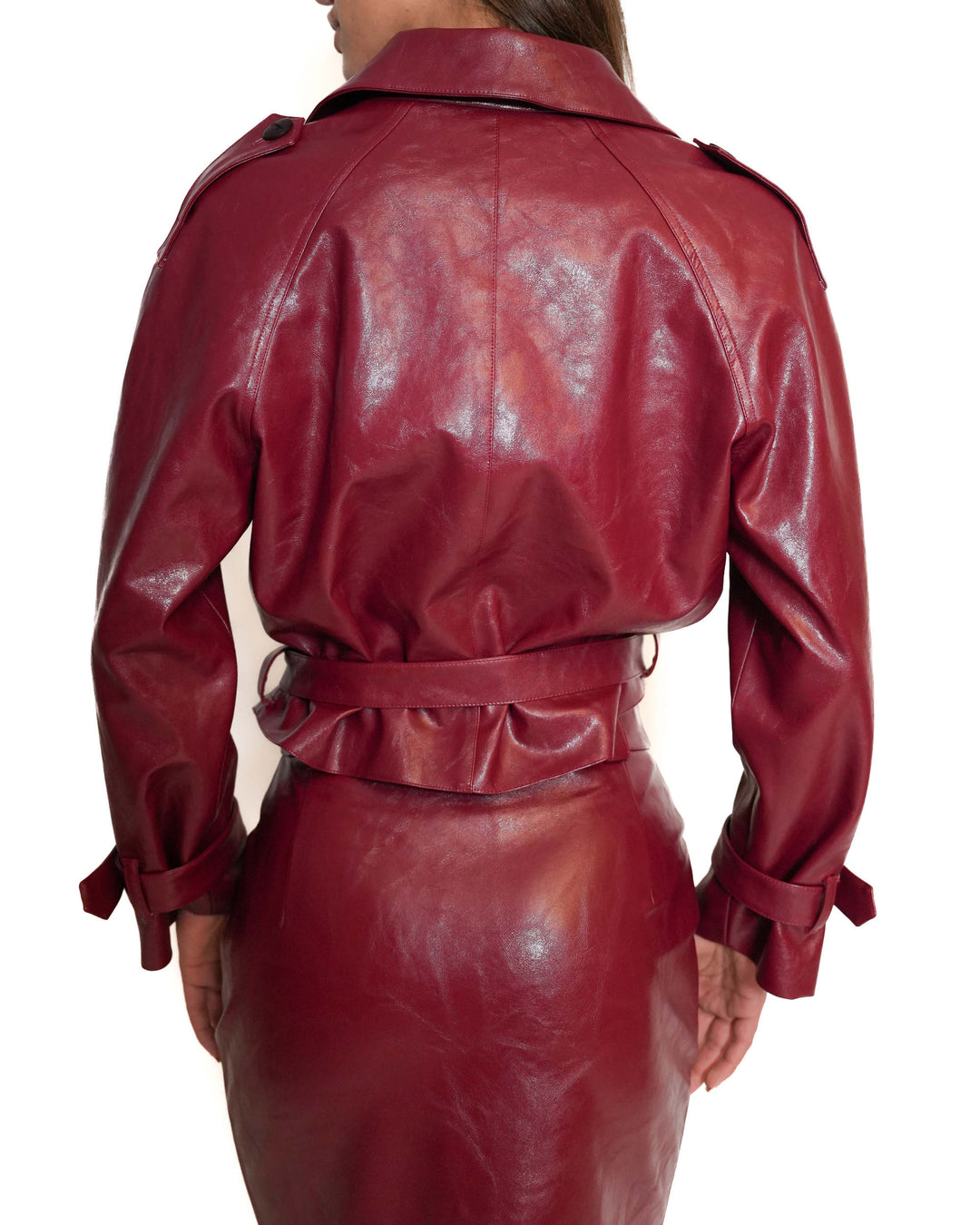 Caban Jacket vegan Leather burgundy