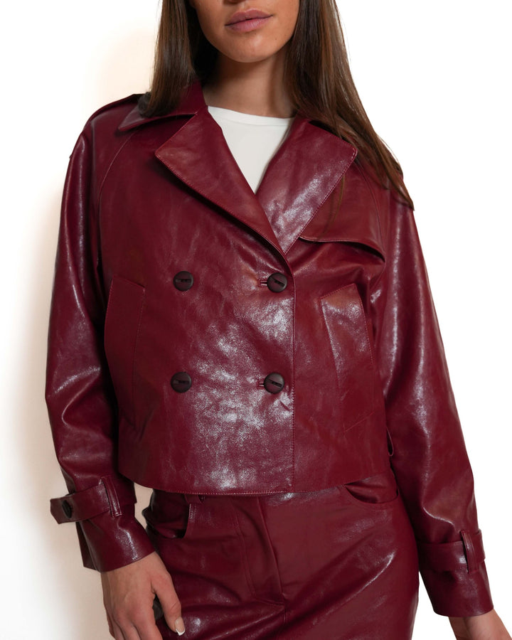 Caban Jacket vegan Leather burgundy