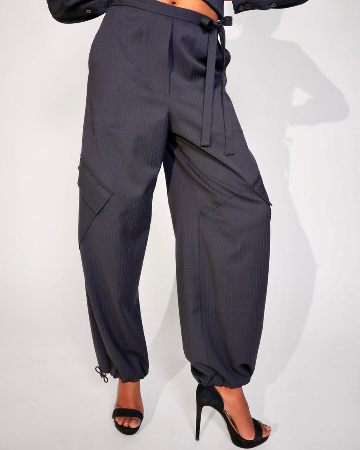 Cargo Suit Pants navy pinstripe