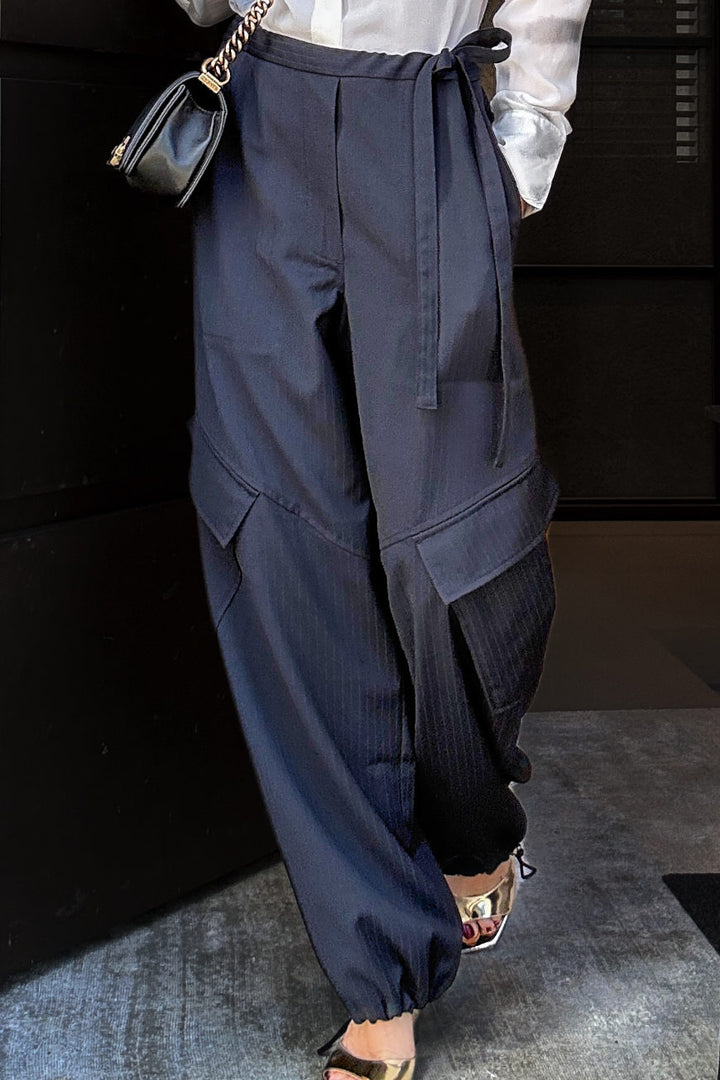 Cargo Suit Pants navy pinstripe