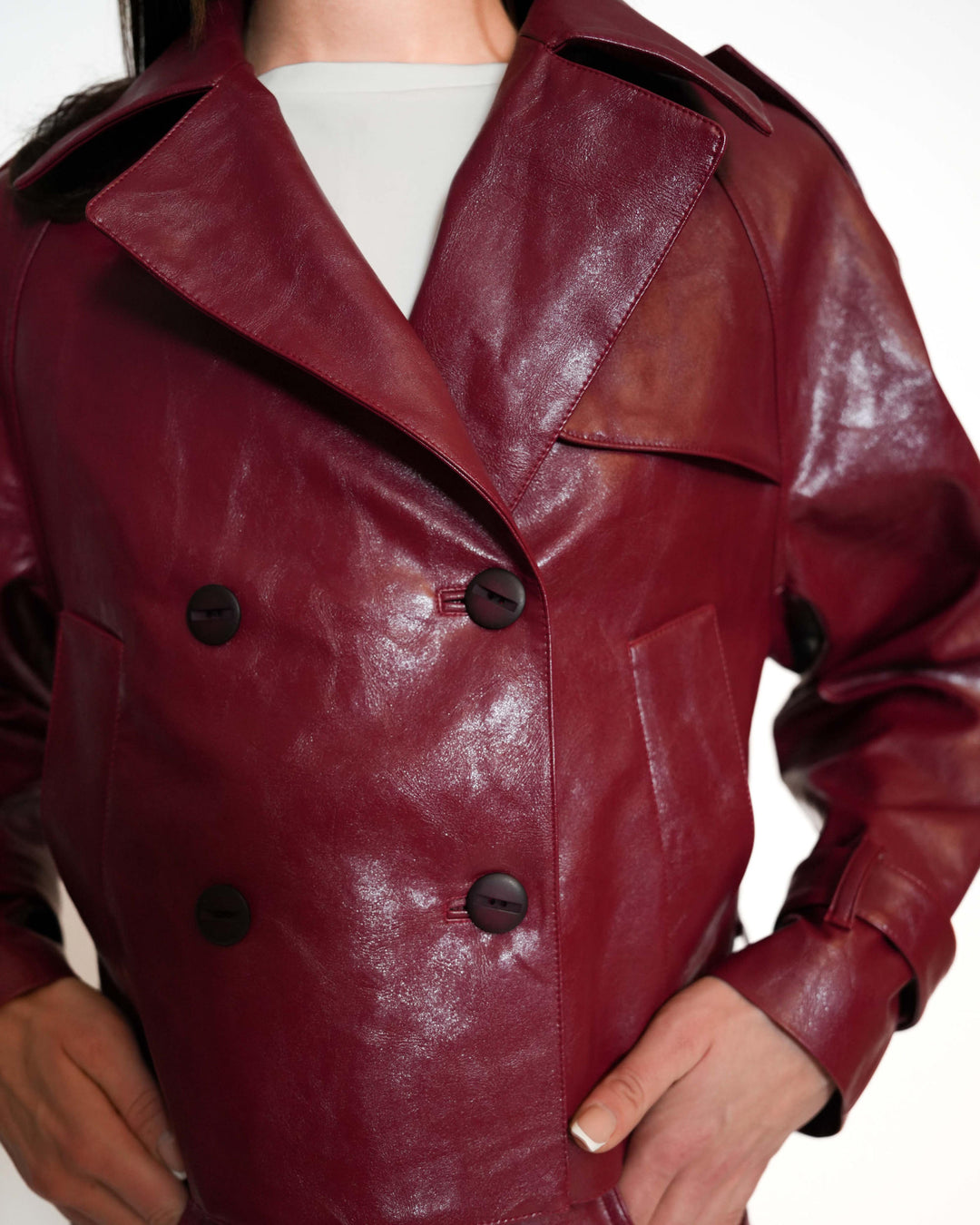 Caban Jacket vegan Leather burgundy