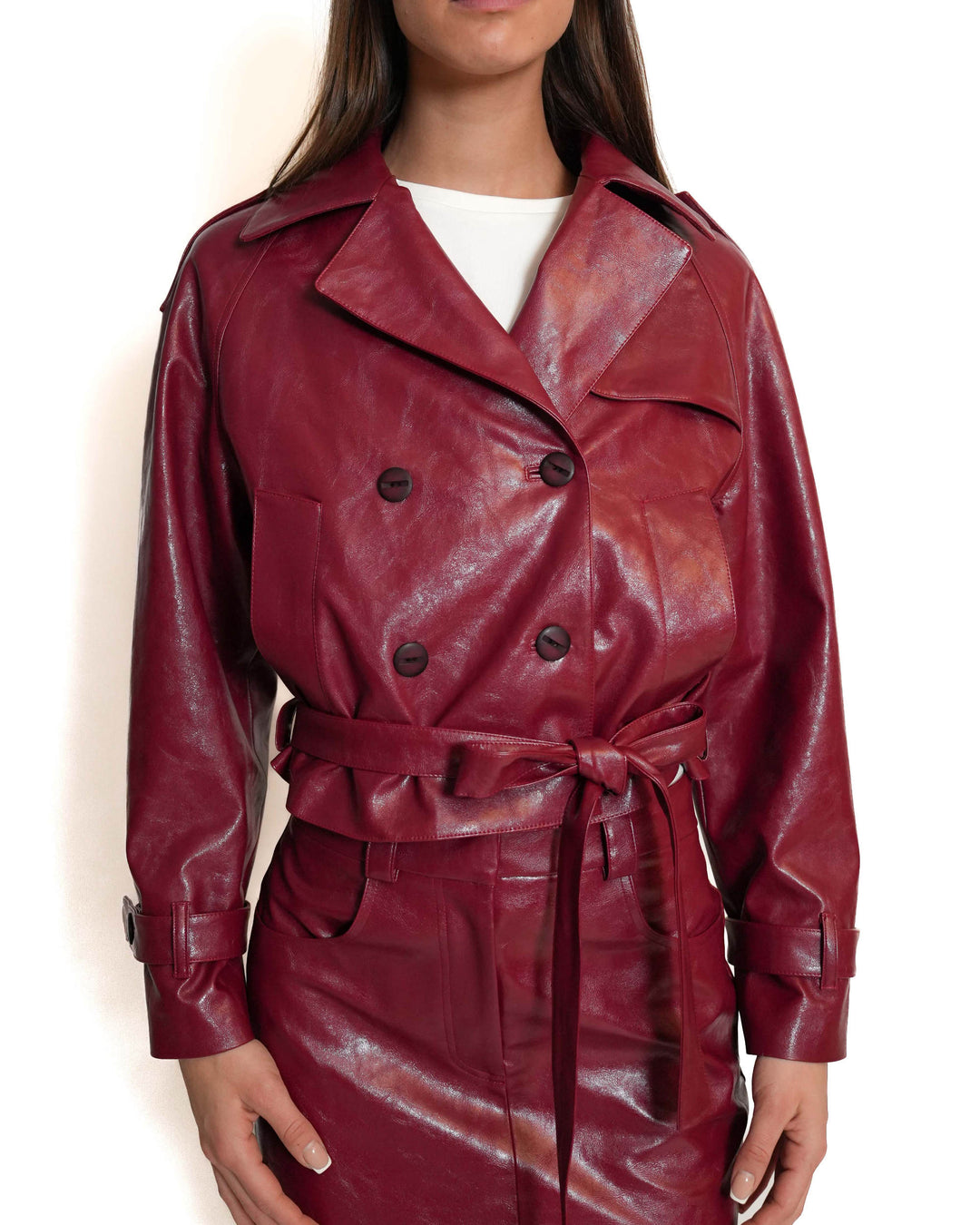 Caban Jacket vegan Leather burgundy