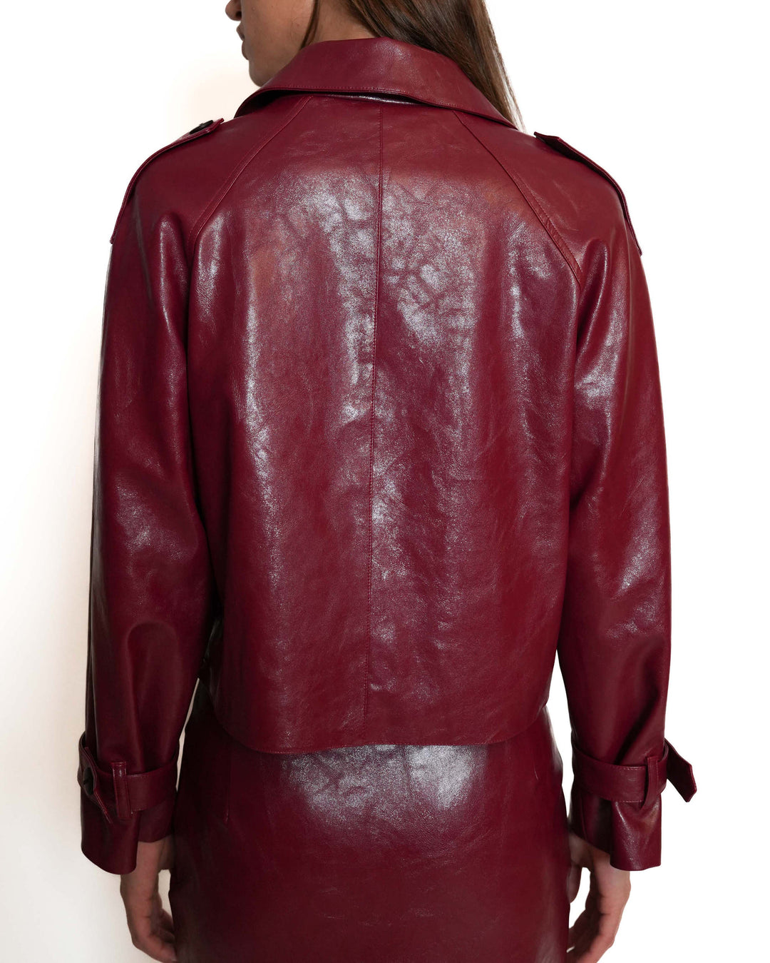 Caban Jacket vegan Leather burgundy